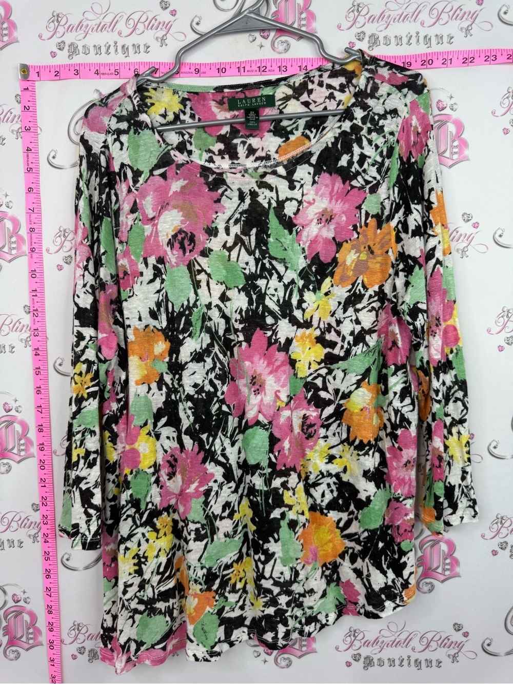 Lauren Ralph Lauren Floral Long-Sleeve Scoop Neck Top - Pink/Green/Orange/Yellow